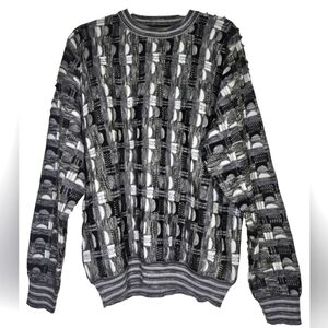 Vintage Protege Sweater Coogi Style Black Grey Textured Biggie Cosby 90s L NWT